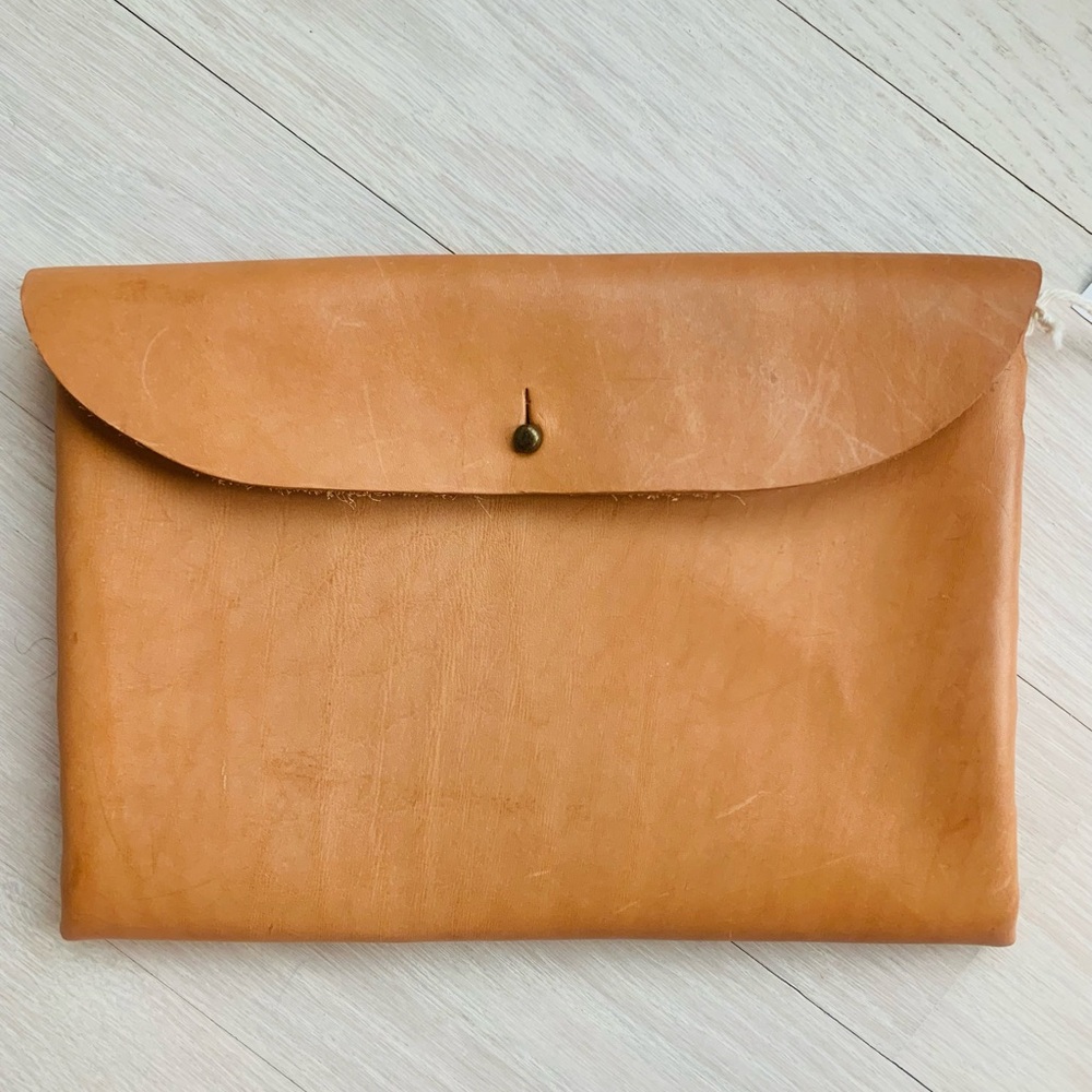 Natural  Leather Envelope Clutch